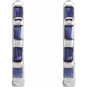 Sterling Silver Natural Blue Sapphire Huggie Earrings