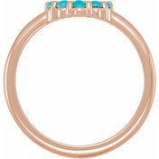 14K Rose Natural Turquoise Cabochon Halo-Style Ring