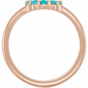 14K Rose Natural Turquoise Cabochon Halo-Style Ring