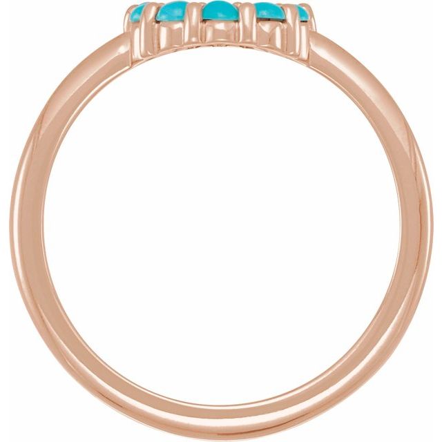 14K Rose Natural Turquoise Cabochon Halo-Style Ring