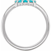 Sterling Silver Natural Turquoise Cabochon Halo-Style Ring