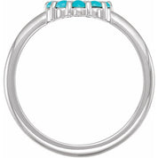 14K White Natural Turquoise Cabochon Halo-Style Ring