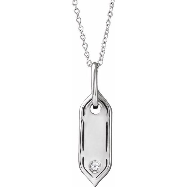 14K White .05 CT Natural Diamond Initial F 16-18" Necklace
