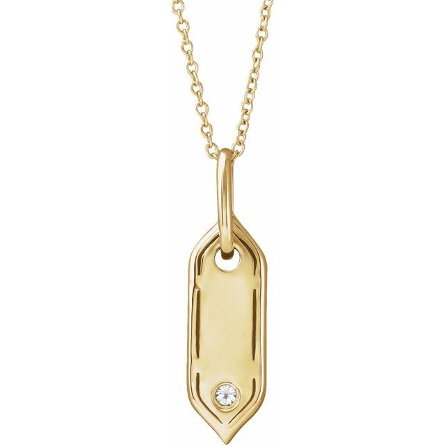 14K Yellow .05 CT Natural Diamond Initial Necklace 16-18" Length