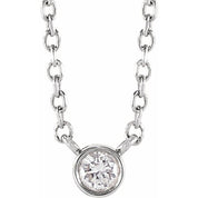14K White 1/10 CT Natural Diamond 16-18" Necklace