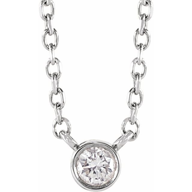 14K White 1/10 CT Natural Diamond 16-18" Necklace
