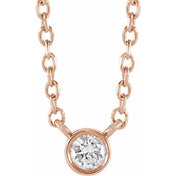 14K Rose 1/10 CT Natural Diamond 16-18" Necklace