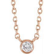 14K Rose 1/10 CT Natural Diamond 16-18" Necklace
