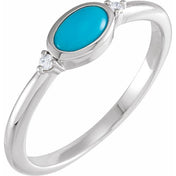 14K White Natural Turquoise & .03 CTW Natural Diamond Ring