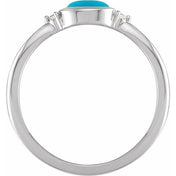Sterling Silver Natural Turquoise & .03 CTW Natural Diamond Ring