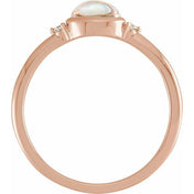 14K Rose Natural Rainbow Moonstone & .03 CTW Natural Diamond Ring