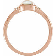 14K Rose Natural Rainbow Moonstone & .03 CTW Natural Diamond Ring