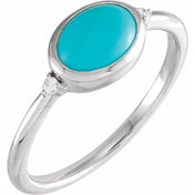 14K White Natural Turquoise & .03 CTW Natural Diamond Ring