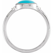14K White Natural Turquoise & .03 CTW Natural Diamond Ring