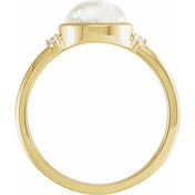 14K Yellow Natural Rainbow Moonstone & .03 CTW Natural Diamond Ring