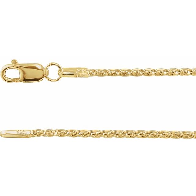 14K Yellow 1.25 mm Wheat 18" Chain