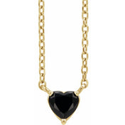 14K Yellow Natural Black Onyx Heart 16-18" Necklace