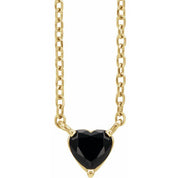 14K Yellow Natural Black Onyx Heart 16-18" Necklace
