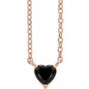 14K Rose Natural Black Onyx Heart 16-18" Necklace