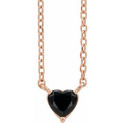 14K Rose Natural Black Onyx Heart 16-18" Necklace