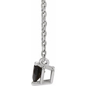 14K White Natural Black Onyx Heart 16-18" Necklace