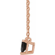 14K Rose Natural Black Onyx Heart 16-18" Necklace