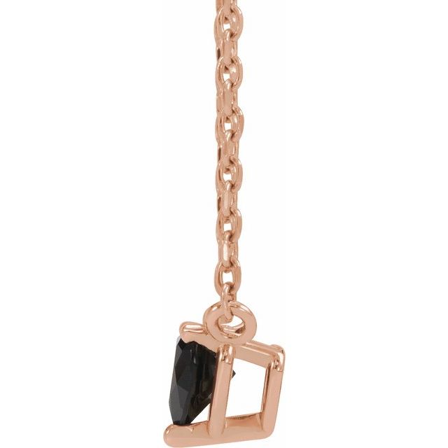 14K Rose Natural Black Onyx Heart 16-18" Necklace