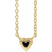 14K Yellow Natural Black Onyx Heart 16-18" Necklace
