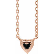 14K Rose Natural Black Onyx Heart 16-18" Necklace