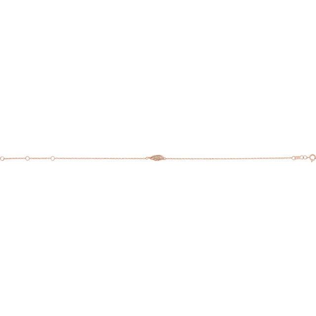 14K and Platinum Natural Diamond Angel Wing Bracelet with .015 CTW, Adjustable Size 6 1/2-7 1/2"