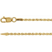 14K Yellow 1.6 mm Diamond-Cut Rope 7" Chain