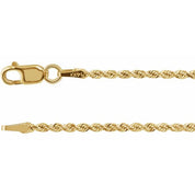 14K Yellow 1.6 mm Diamond-Cut Rope 20" Chain