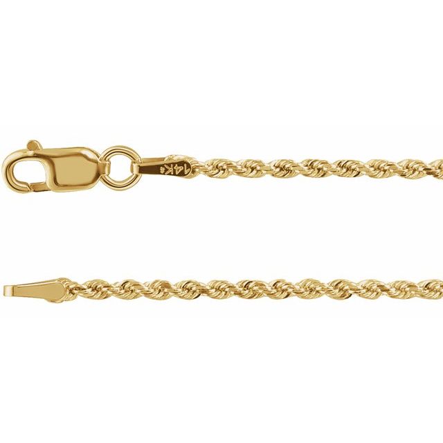 14K Yellow 1.6 mm Diamond-Cut Rope 20" Chain