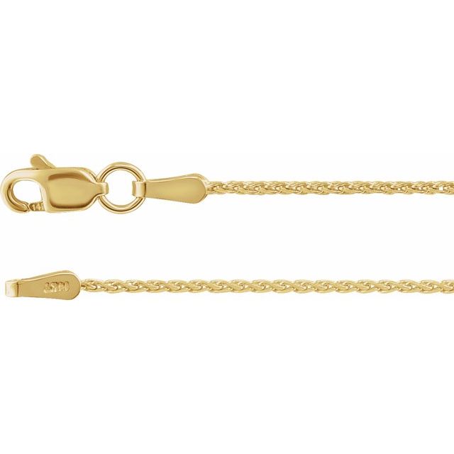 14K Yellow 1.05 mm Diamond-Cut Wheat 18" Chain
