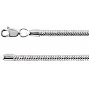 Sterling Silver 2.5 mm Round Snake 7" Chain