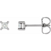 14K White 2 mm Square 1/10 CTW Lab-Grown Diamond Earrings