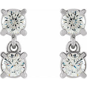 14K White 1/2 CTW Lab-Grown Diamond Two-Stone Earrings