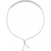 14K White 1 CTW Lab-Grown Diamond Bolo 9 1/2" Bracelet