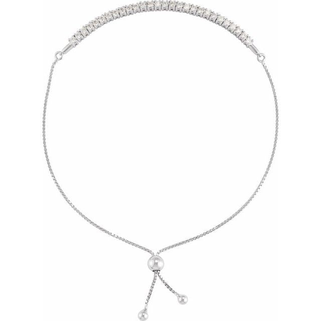 14K White 1 CTW Lab-Grown Diamond Bolo 9 1/2" Bracelet