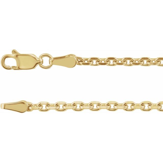 14K Yellow 2.5 mm Diamond-Cut Cable 20" Chain