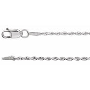 14K White 1.3 mm Diamond-Cut Rope 18" Chain