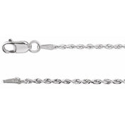 14K White 1.3 mm Diamond-Cut Rope 7" Chain