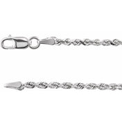 14K White  1.8 mm Diamond-Cut Rope 7" Chain