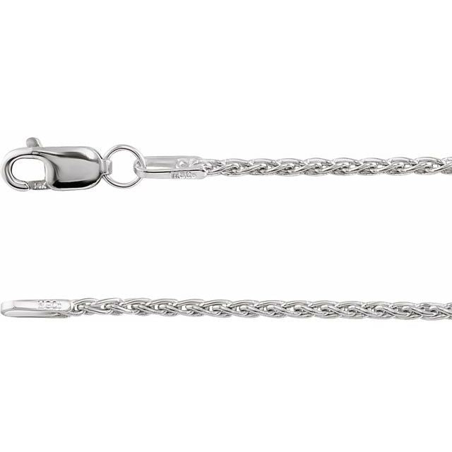 14K White 1.25 mm Wheat 20" Chain