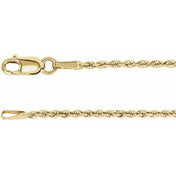 14K Yellow 1.6 mm Diamond-Cut Rope 7" Chain