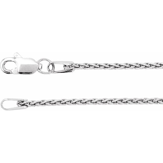 14K White 1.25 mm Wheat 24" Chain