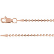 14K Rose 1.5 mm Hollow Bead 16" Chain