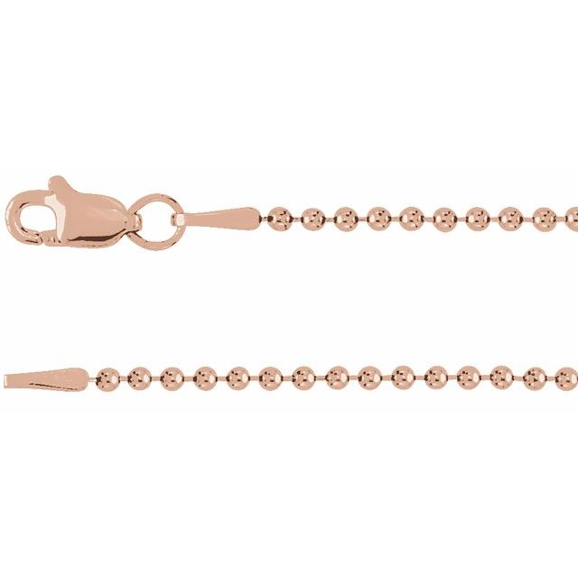 14K Rose 1.5 mm Hollow Bead 16" Chain