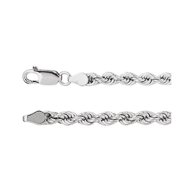 14K White 4 mm Rope 20" Chain
