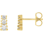 14K Yellow 3/8 CTW Natural Diamond Three-Stone Earrings